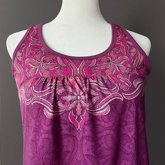Athleta Women’s Pink Floral Retro Athletic Tank with Support Bra Size Small - Picture 2 of 5